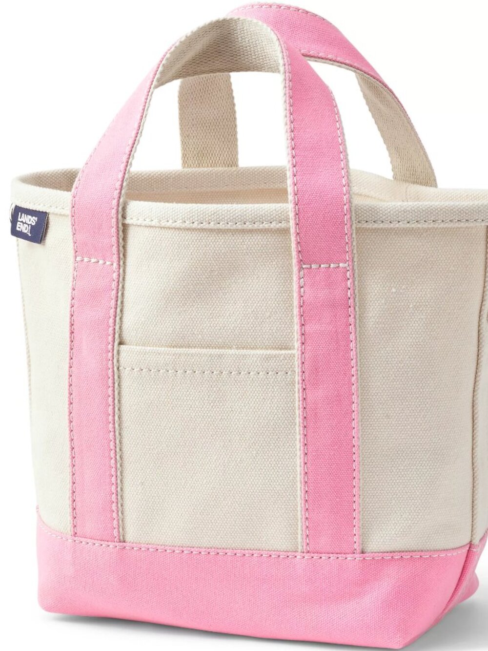 Lands End Small 3 Pocket Open Top Canvas Tote Bag